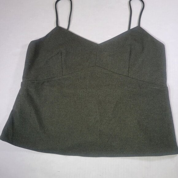 Tibi Womens Olive Green Professional Sleeveless Cropped Camisole Tank Top Size 2 - Picture 1 of 6